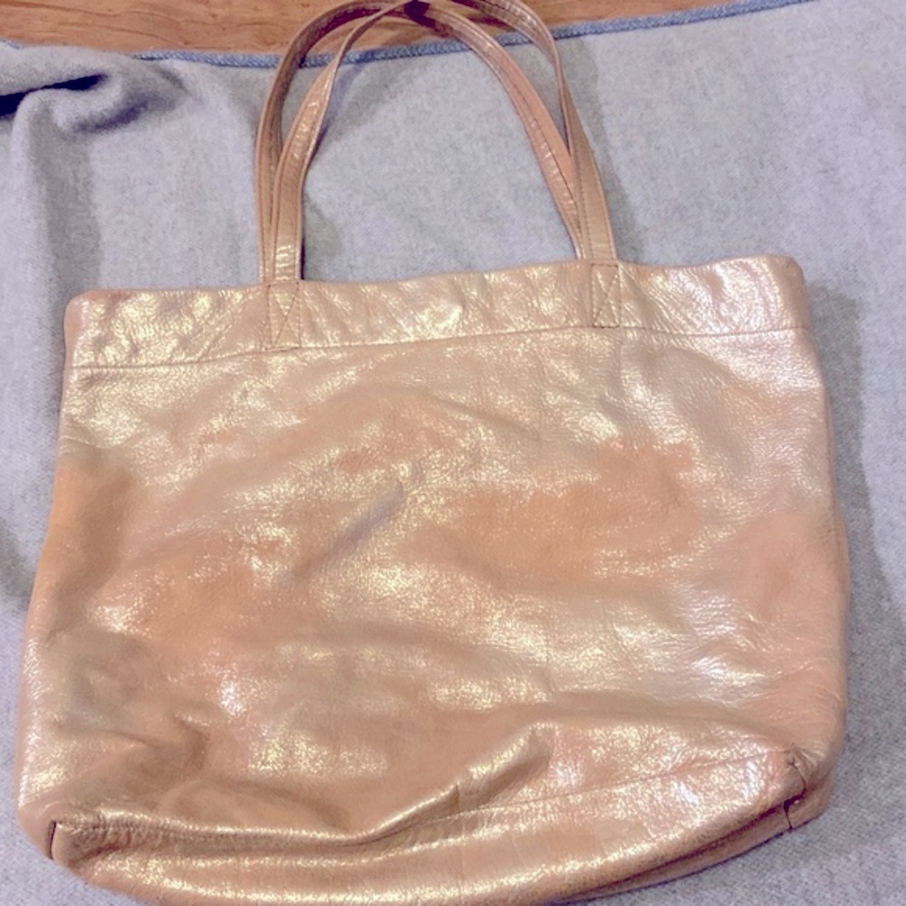 Vintage Bevy Leather Shoulder Bag Tote Gold